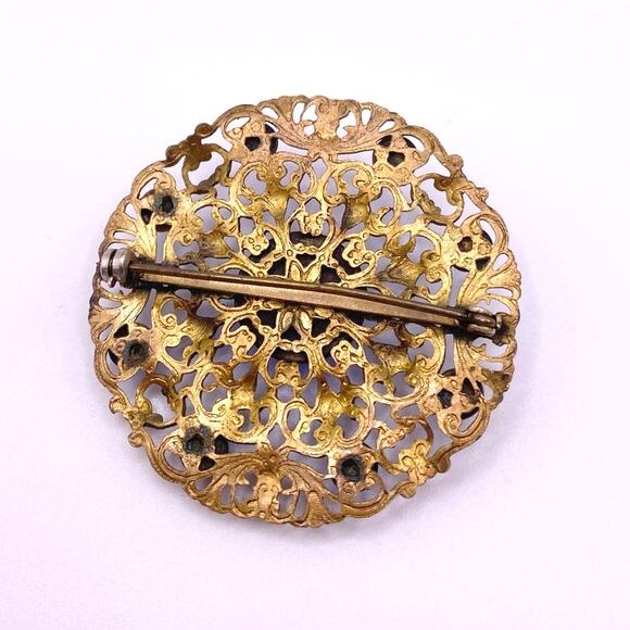 Blue Czech Glass Art Nouveau large Brooch - Picture 5 of 6